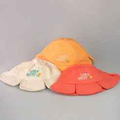 Kids Bucket Hat A Forma Di Fiore Color Corallo